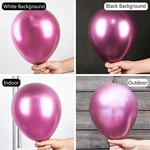 PartyWoo Metallic Hot Pink Balloons 50pcs Dark Pink Magenta Fuchsia Color - Image 2