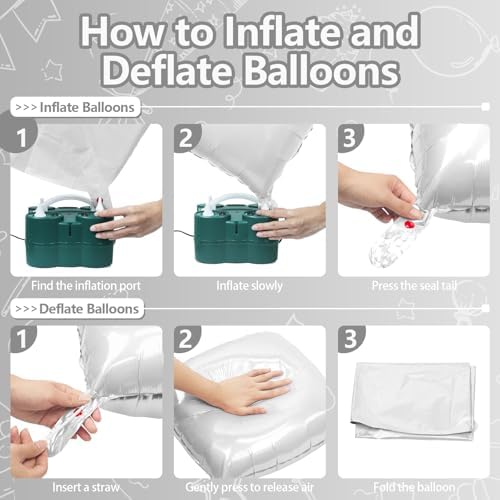 NISOCY 25PCS Metallic Silver Pearl White Square Foil Balloons Wall Backdrop - Image 3