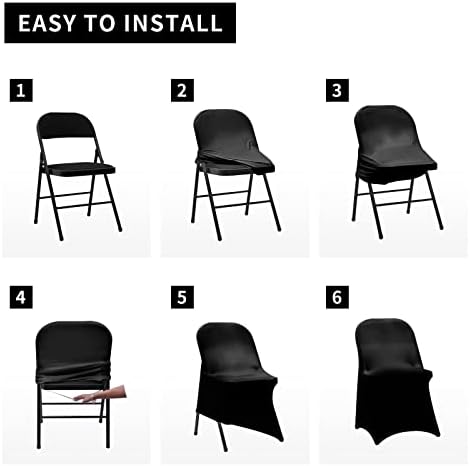 HAINARverS Folding Chair Covers for Wedding, 10pcs Stretch Spandex Washable Fabric Chair Cover, Decoration Chair Cover for Wedding, Party, Banquet, Birthday, Conference, Event(Black, 10 PCS) - Image 6