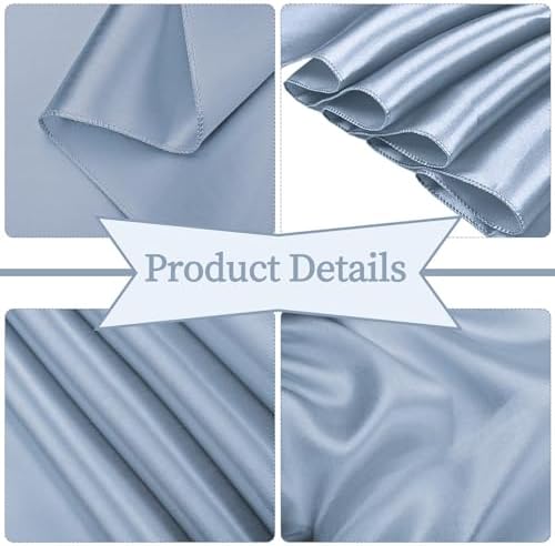 fani 60 PCS Satin Chair Sashes, 7x78 Inch, Dusty Blue - Image 3