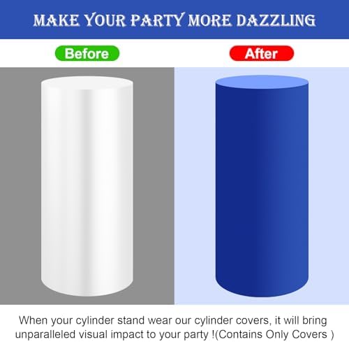 SaitiMade Set of 3 - Royal Blue Cylinder Pedestal Stand Covers - Image 4