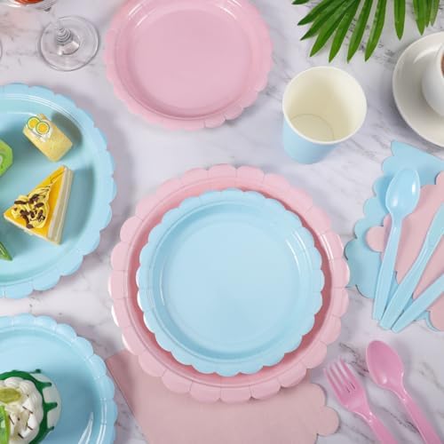 50 Set Baby Gender Reveal Plates Napkins, Pink Blue Party Tableware - Image 5