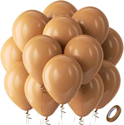 Bezente Tan Latex Round Helium Party Balloons 100 Pack 12 inch by Bezente