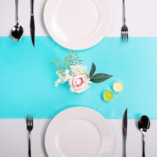 10-Pack Satin Table Runner Turquoise 12 x 108 inches Long, Table Runners for Wedding, Birthday Parties, Banquets Decorations（10 Pack, 12x108 Inch, Turquoise） - Image 2