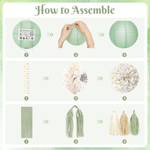 Sage Green Baby Shower Decorations with Banner Fringe Curtains - Image 3