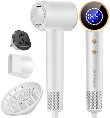 Dual Voltage Travel Hair Dryer with Diffuser, High-Speed Ionic Blow Dryer for Women, Fast Drying, Low Noise, Lightweight, No Heat Damage, European Travel 110V-120V/220V-240V by Follow