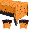6 Pcs 51 x 87 In Prehistoric Cartoon Plastic Tablecloths, Orange and Black by Remagr