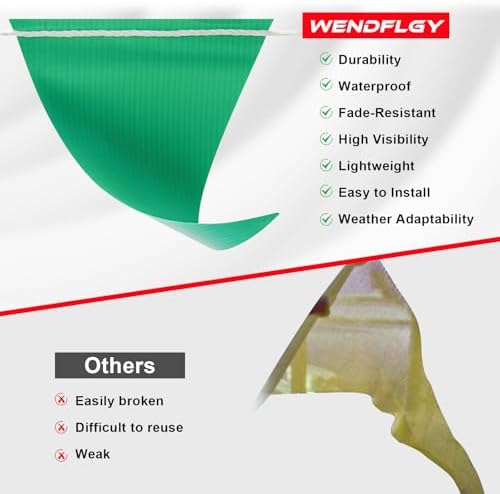 Safety Warning Highly Visible Pennant Banner Flags(45pcs,105ft,Multicolor) - Image 3