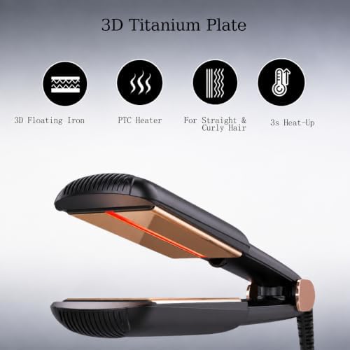 1.75" Titanium Flat Iron Hair Straightener for Women with Infrared - Image 3
