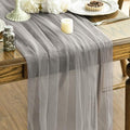 Artoid Mode 6PCS Grey Gauze Table Runner 120 Inch 10FT, Seasonal Sheer Kitchen Dining Holiday Wedding Birthday Baby Shower Table Decor for Home Party by ArtoidMode