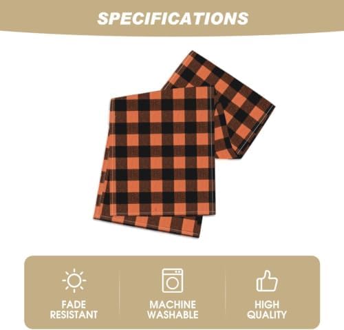 Artoid Mode Orange and Black Buffalo Check Summer Table Runner 13x72 Inch - Image 5