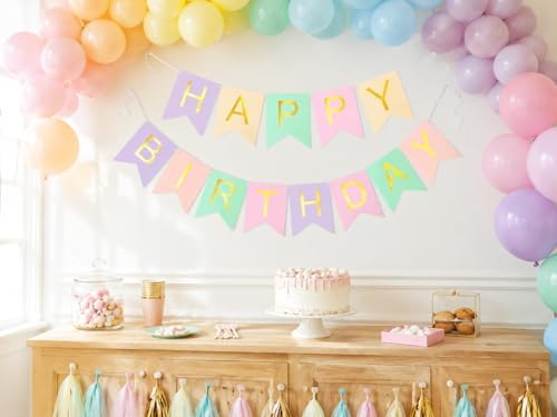Letjolt Macarone Happy Birthday Banner Party Signs 13 Pcs - Image 3