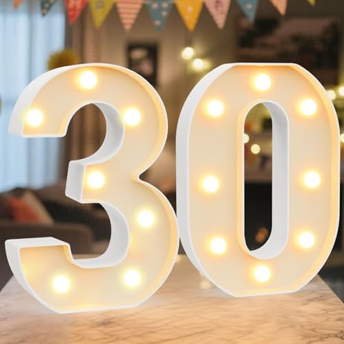 8.86 Inch Marquee Light Up Numbers 30 for Party Decorations by NANXU