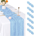 6 Pack Baby Blue Cheesecloth Table Runner, 17 x 108 inch, Semi Sheer Boho Cheese Cloth Fabric Table Runner Bulk for Wedding , Birthday, Party, Holiday, Home Decor (Baby Blue) by ACSUIT
