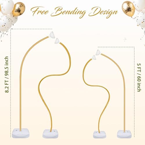OurWarm Balloon Arch Kit with Balloon Pump Electric, 8.2FT & 5FT Gold Half Balloon Arch Stand with Base, Free Bending Arch Frame Backdrop for Wedding Birthday Party Baby Shower Graduation Decoration - Image 2