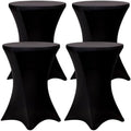Fixwal 4 Pack Cocktail Tablecloth Bar Top Table Covers Round Black Spandex by Fixwal