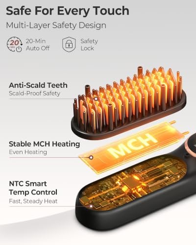 Cordless Hair Straightener Brush, Portable Travel Touch-Ups, S03 - Image 6
