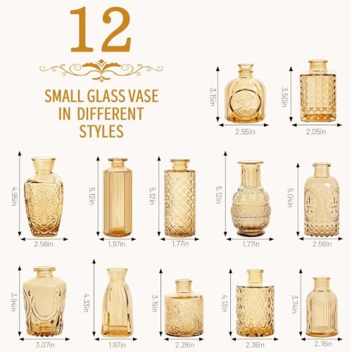 Mini Bud Vases As Wedding Centerpieces for Tables,Clear Bud Vases for Flowers,Small Flower Vases Suitable for Birthday Party,Anniversary,Wedding Reception,Baby Shower (Gold, 12PCS) - Image 2