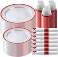 Goodluck 350 Pcs Clear Red Plastic Dinnerware Sets for Party for 50 Guests by GoodLuck