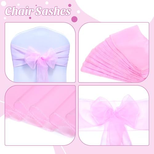 MDS Pack of 200 Organza Chair Sashes for Wedding & Event Décor – Pink - Image 4