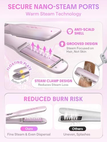 SHEGLAM Steam Flat Iron Hair Straightener 1.5" Ceramic Flat Iron with Combs - Image 4