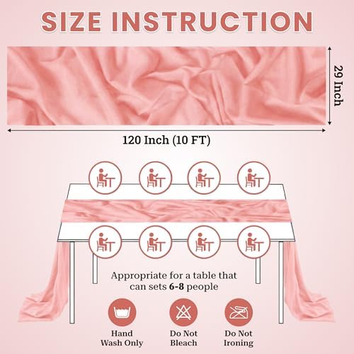Pack of 25 Chiffon Table Runners 29 x 120 Inch, 10FT Long - Peach - Image 3