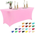 IVAPUPU 4FT Table Cloth for Rectangular Spandex Pink Table Cover by IVAPUPU