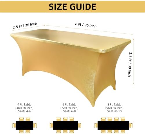 2-Pack 8ft Spandex Table Covers for Rectangle Folding Tables - Washable Elastic Tablecloth - Ultimate Fitted Table Protector for Birthday Parties, Trade Shows, Banquet - Image 4
