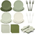 128Pcs Sage Green Paper Plates and Napkins Party Supplies Birthday,Wedding by CENLBJ