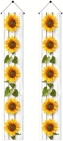 BlissYard Sunflower Welcome Hanging Banners Spring Summer Porch Banners Flags Summer Door Banners Party Decorations Hanging Banner12 x 72inches Seasonal Front Door Sign Decoration by BlissYard