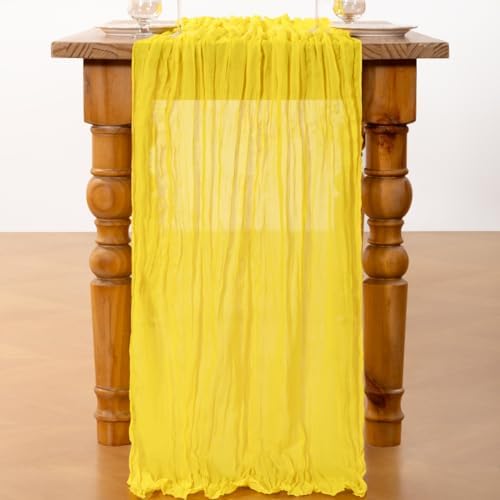 DeZerlor Lemon Yellow Cheesecloth Table Runners 6 Pack Summer Boho Runners - Image 5