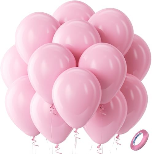 Bezente Pink Latex Round Helium Party Balloons 100 Pack 12 inch by Bezente