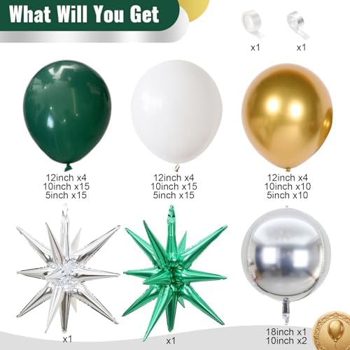 Green White Gold Balloons Arch Birthday Decor Graduation Party Anniversary - Image 4