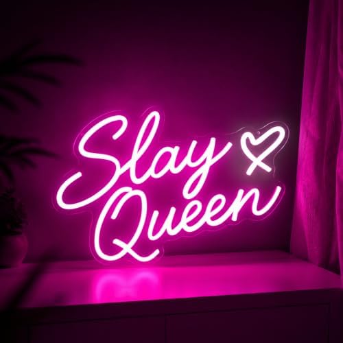 Slay Queen Neon Sign, Pink LED Light Up Signs for Wall Decor - Image 3