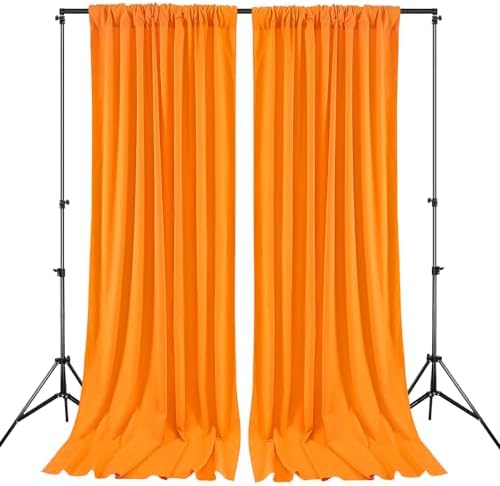 Orange Backdrop Curtains 20ftx8ft Halloween Polyester Photo Drapes - Image 2
