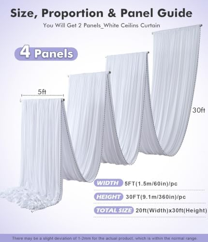 20ftx30ft White Ceiling Drapes for Wedding Parties - Image 6