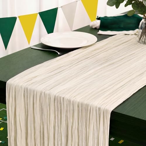 10 Pack Ivory White Cheesecloth Table Runner 120 Inch Boho Wedding Decor by Fixwal