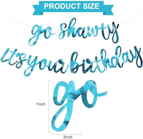 BEISHIDA Double-sided Lake Blue Go Shawty It's Your Birthday Banner Decor - Image 2