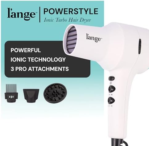 L'ANGE HAIR PowerStyle Turbo Ionic Hair Dryer | 1875 Watt Professional Blow Dryer with Diffuser & Concentrator | Multiple Heat & Speed Settings for Fast Drying | Salon-Grade Styling Tools, White - Image 2