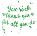 Pre-Strung You Rock Thank You For All You Do Banner - Glitter Employee Appreciation Decorations, Staff Teacher Nurse Recognition Party Supplies, Retirement Office Decor Sign, Large Cardstock Garland (Green) by Unknown
