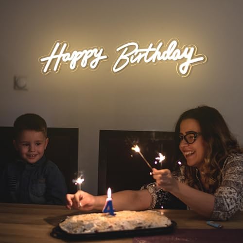Happy Birthday Neon Sign - 3 Color Temperature Modes Happy Birthday Sign 17" - USB Happy Birthday Light Up Sign with Dimmable Switch - Happy Birthday LED Sign for Backdrop, Party, Celebration, Decoration - Image 5