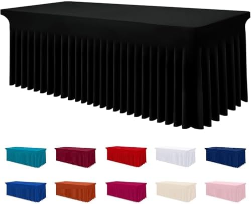 Smiry Spandex Elastic Fitted Table Cloth Skirt for 6FT Rectangle Table by Smiry