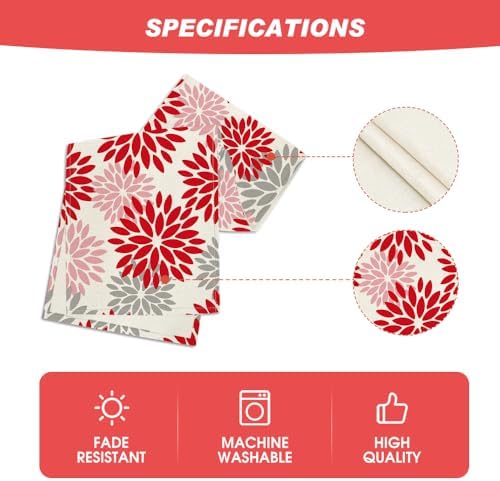 Artoid Mode Red Pink Dahlia Floral Pinnata Christmas Table Runner, Valentine Summer Kitchen Dining Table Decoration for Home Party Decor 13x90 Inch - Image 5