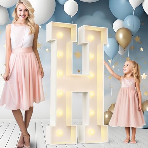 Ledido Easy-Assemble 4FT Marquee Light Up Letter, Large Lighted Letter H by Ledido