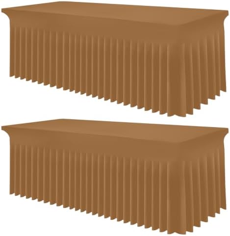 Smiry 2 Pack Spandex Elastic Fitted Table Cloth Skirt for 6FT Table by Smiry