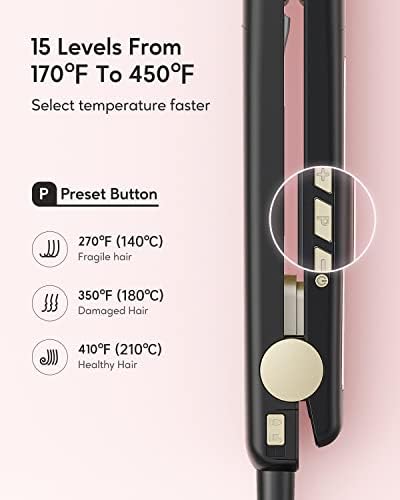 Wavytalk Hair Straightener, 100% Pure Titanium Flat Iron Hair Straightener Dual Voltage Creates Silky Hair Instantly, 1 Inch Flat Iron 170℉-450℉ - Image 6