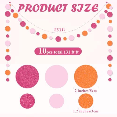 Outus 10 Pieces Dot Garland Banner Hanging, Pink and Orange - Image 2