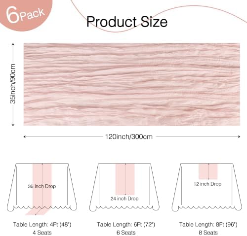 Dusty Pink Cheesecloth Table Runner 35x120in Boho Gauze Home Decor - Image 3