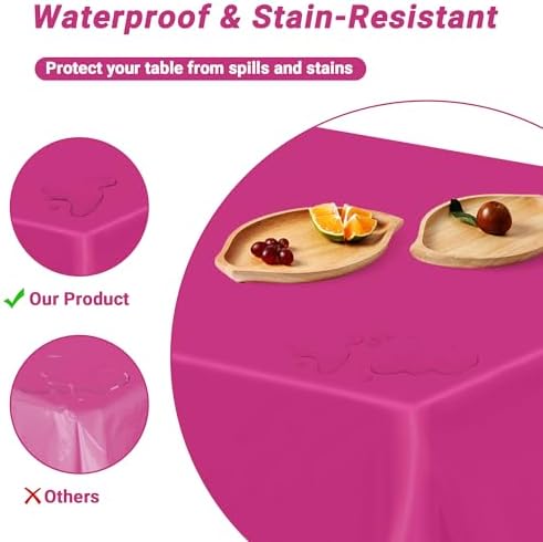 12 PCS Rose Red Disposable Tablecloth, Rectangle Plastic Table Cover, Elegant Smooth Table Cloth, 54 X 108 IN Hot Red Disposable Tablecloth for Birthday Parties, Weddings, Picnics, and Outdoor Events - Image 3