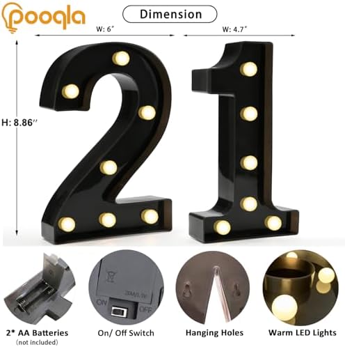 Pooqla Black Light Up Numbers, 21st Birthday Decorations for Him - Image 4
